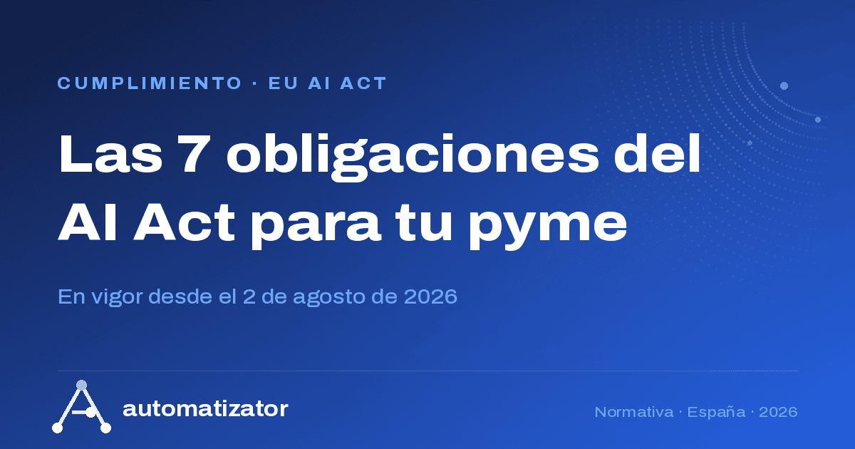 EU AI Act: las 7 obligaciones que toda PYME debe revisar antes del 2 de agosto de 2026
