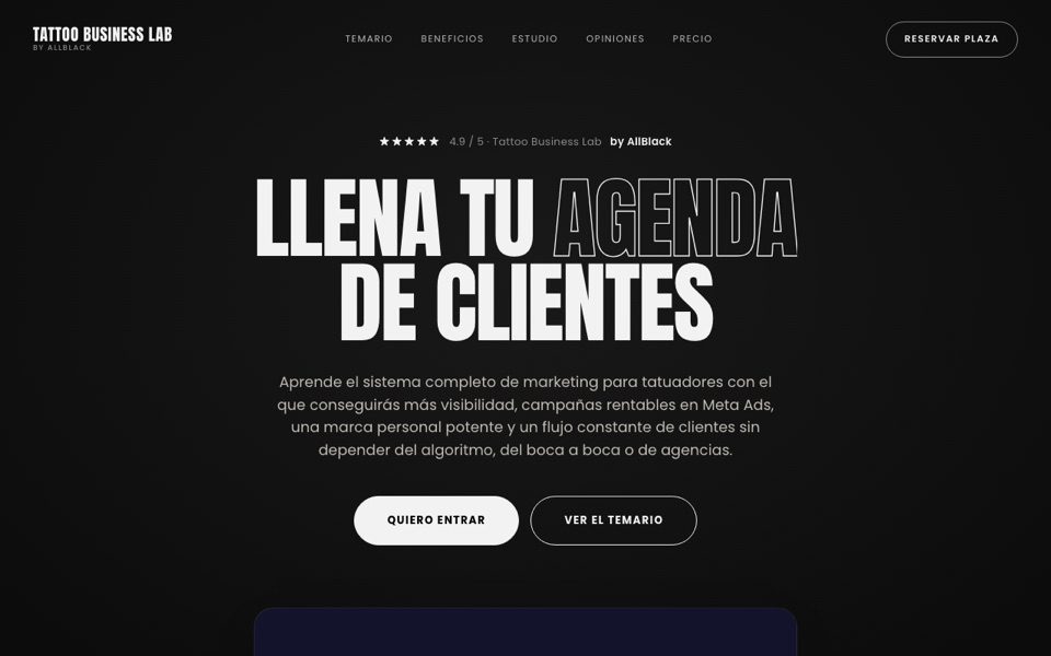 Tattoo Business Lab — landing de venta